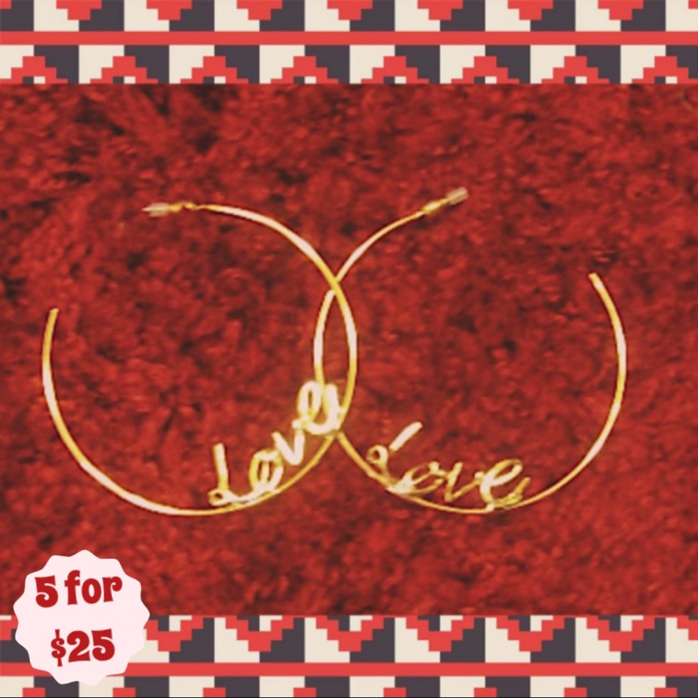 💥 Love Inscribed Gold Plated Hoops